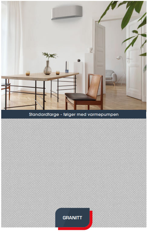 Varmepumpe fra Toshiba signatur fargevalg granitt